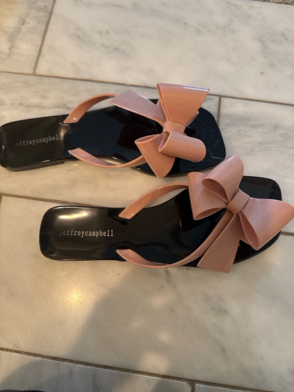 Jeffrey Campbell Nude Pink Bow Jelly Flip Flop Sandals